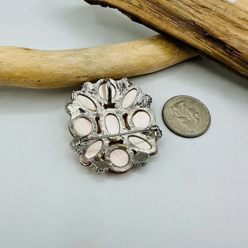 Vintage Flower Beaded Crystal Brooch